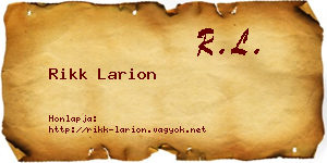 Rikk Larion névjegykártya